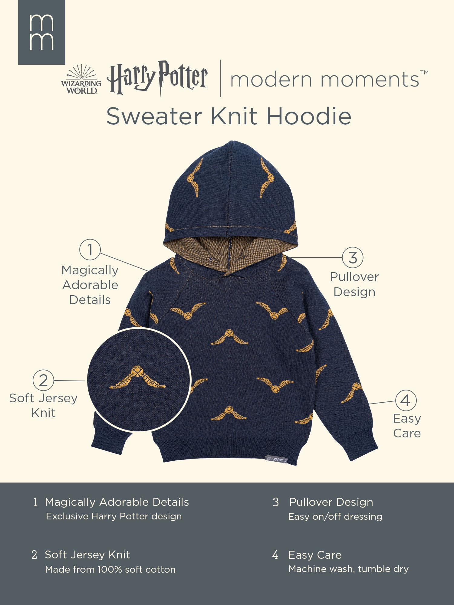 Modern Moments x Harry Potter Toddler Unisex Sweater Knit Hoodie, Sizes 12M-5T
