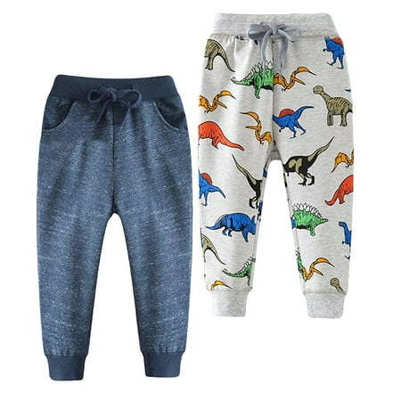 

WZHKSN Baby Boy S Jogger Pants Dinosaur Car Animal Print Drawstring Elastic Sweatpants