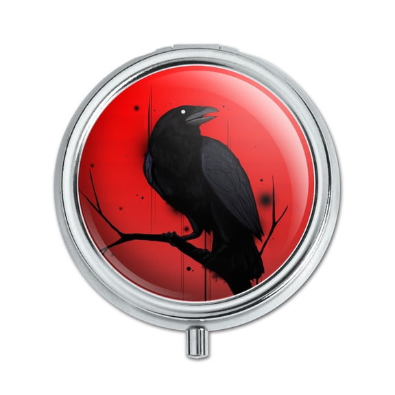 Crow on Branch Pill Case Trinket Gift Box