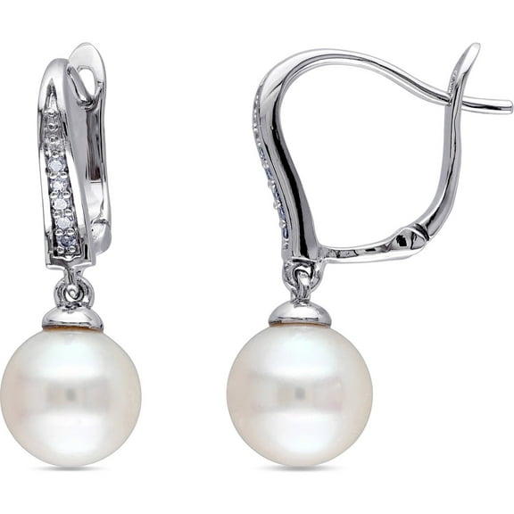 Everly Women's Cultured Pearl and Diamond Sterling Silver Earrings