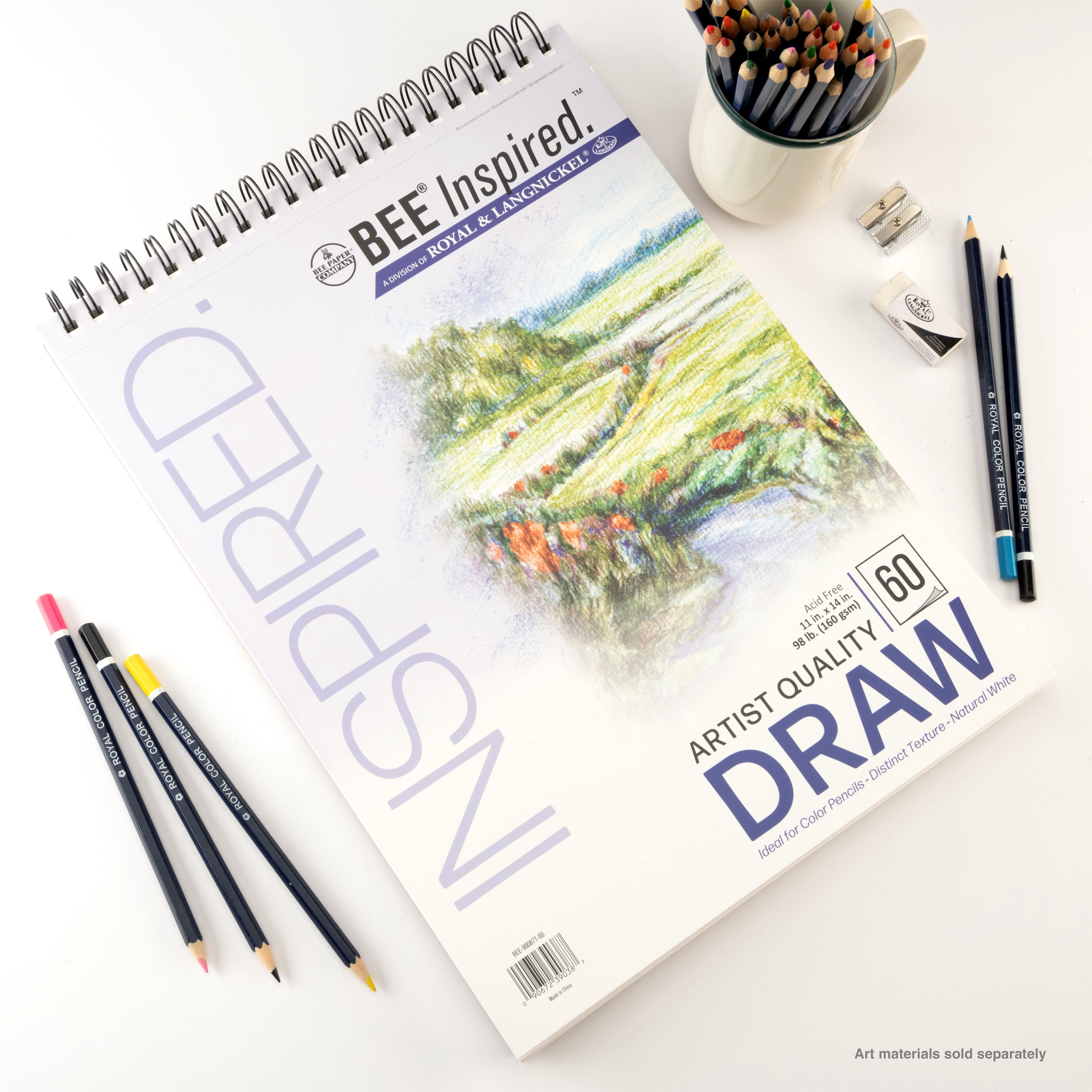 Bee Paper - Bee Inspired 11"x14" Drawing Paper Pad, 60 Sheets, Top Wire, 98lb. 160GSM