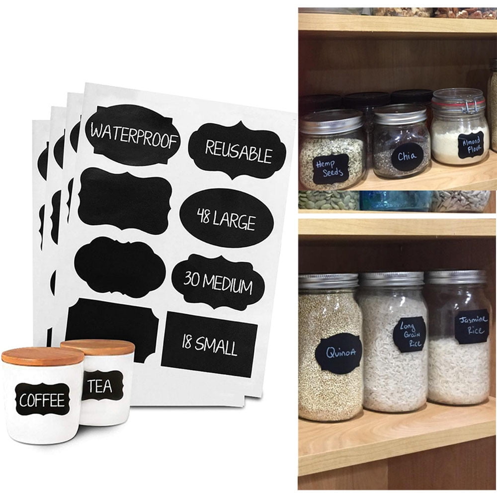 Removable Chalkboard Labels Reusable Blackboard Stickers Kitchen Mason Jar 