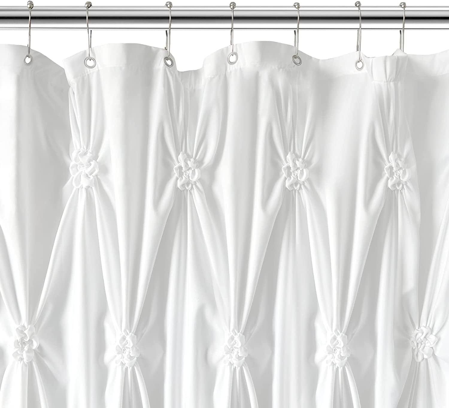 NixiYa White Shower Curtain Fabric Shower Curtain Pleat Boho Shower Curtain 72'' x 72"