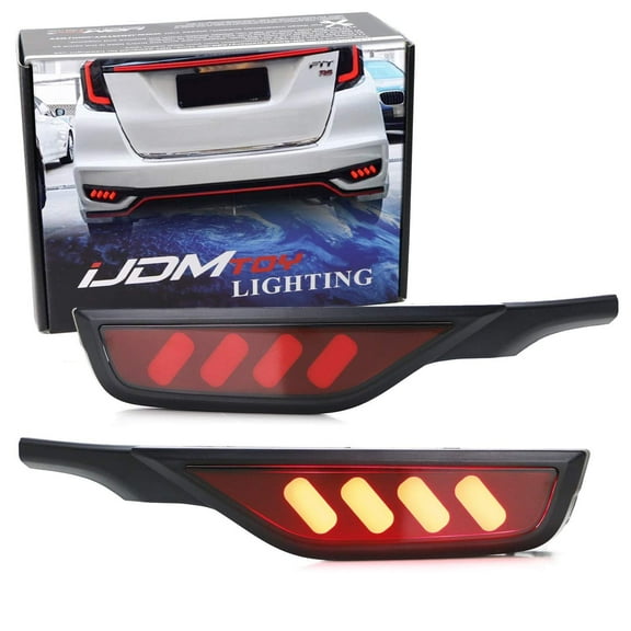 Red Lens Full LED Bumper Reflector Lights For 2018-2020 Honda FIT, Function as Tail/Strobe Brake, Sequential Turn Signal Lights & Rear Fog Lamps