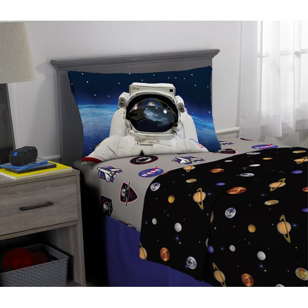 NASA Sheet Set, Kids Bedding, Space Time Rocket, 3Piece Twin Size