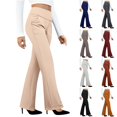 thumbnail image 4 of JUUNthy Womens Dress Pants, Flat Front Straight Leg Stretchy High Waist Business Works Trousers with Pockets Brown M, 4 of 10