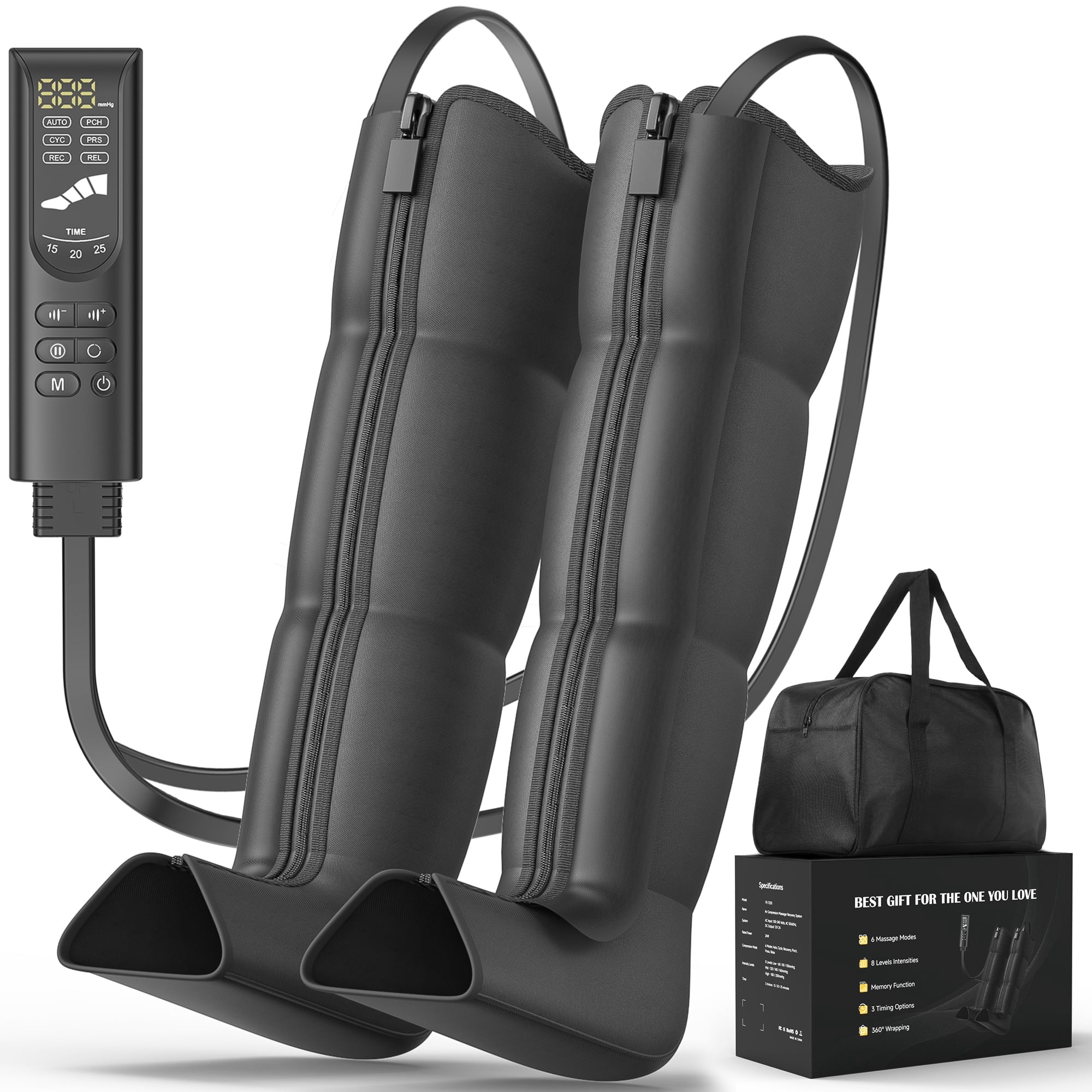 Aootek Air Compression Leg Massager, Leg Compression Massager for Leg Relaxation and Pain relief , 6 Modes 8 Intensities 3 Timers,Gift for Women Men