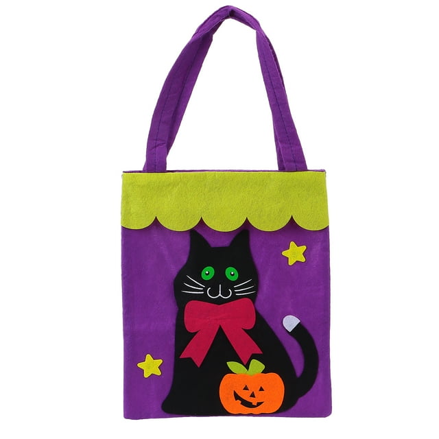 Bolso De Mano De Halloween De Tela No Tejida Truco O Trato Decoración De Fiesta En El Hogar Bolso De Almacenamiento(Gato Negro)