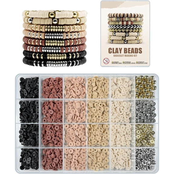 Clay Beads Bracelet Making Kit, 3200Pcs with Gold & Silver Beads & Storage Case for Adults, DIY Jewelry Craft Gift