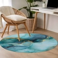 thumbnail image 5 of Marble Round Area Rugs 3 ft, Abstract Art Teal Green Gradient Cave Rock Golden Lines Washable Small Area Rug with Non-Slip Sturdy Edge Binding Round Front Door Mat Floor Carpet for Entryway, 5 of 9