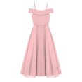 thumbnail image 4 of Eandarui Kids Girls Off Shoulder Junior Bridesmaid Dresses Chiffon A-Line Wedding Party Dress Formal Pink 8, 4 of 6
