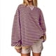 thumbnail image 1 of HOT!Maojin Camisa deportiva de manga larga con cuello redondo y bloques de color a rayas de gran tamaño para mujer, camiseta informal holgada, 1 of 4