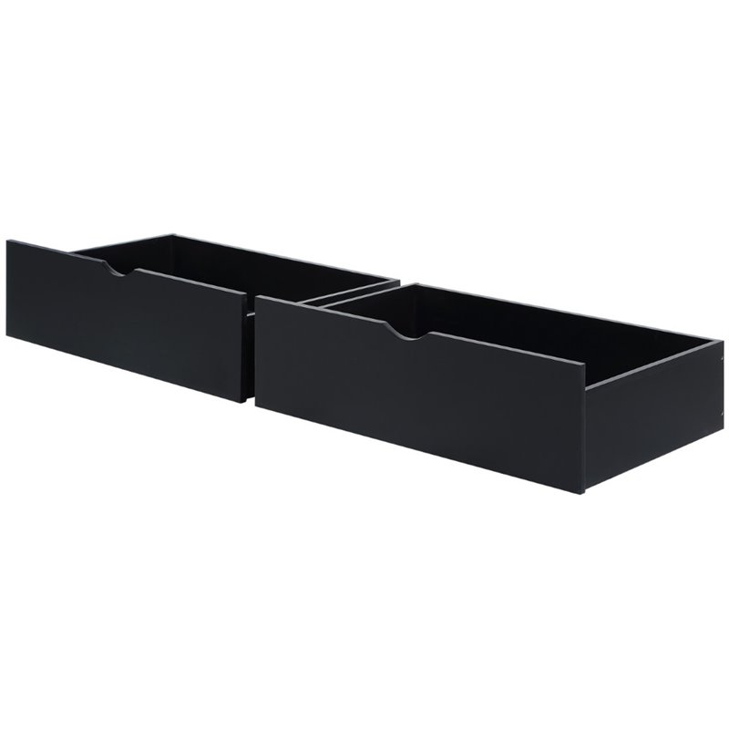 Donco Kids Wooden Underbed Drawer in Black (Set of 2)