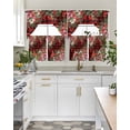 thumbnail image 4 of Cardinal Bird Swag Kitchen Curtains Sets for Windows 24 Inch Length, Poinsettia Pine Cones Berry Flowers Red Plaid Short Window Curtain Swags Valances and Tiers 3 Piece Set for Cafe/Dining Room, 4 of 5