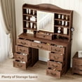 thumbnail image 3 of Makeup Vanity Desk with Mirror and LED Lights – 10 Drawers, 8 Storage Shelves, Power Outlet, Vanity Table with Chair In 3 Colors for Bedroom and Powder Room, 3 of 7