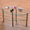 thumbnail image 3 of Topbuy Oval Coffee Table Tempered Glass Top Tea table w/ Chrome Base  for Living Room Clear, 3 of 9