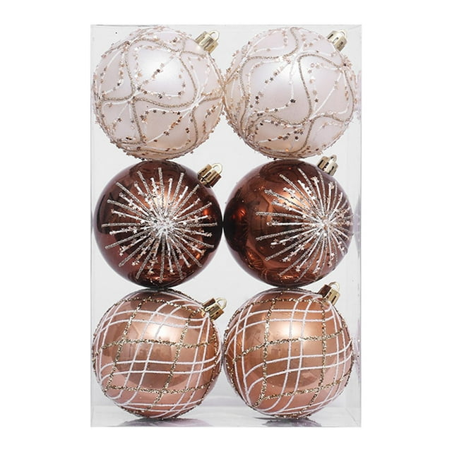 6 bolas navideñas colgantes reutilizables para decorar el de , ideal para compromisos, Acción de , aniversarios, fiestas. Marrón champán