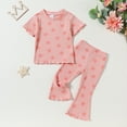 thumbnail image 2 of QTOCIO Toddler Girls Outfits, Kids Girl Clothes, Fashion Girls' Casual Short Sleeve Round Neck Collar Botton Solid Short Pants Sets, Pink, 2 Years, 2 of 8