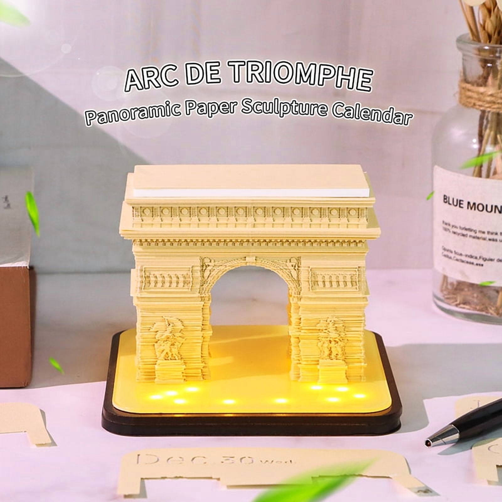 Time Piece Calendar 2026 Desk Calendar With LED Light 3D Tear-away Calendar Paper Carving Art Pad Notepad Gift Christmas