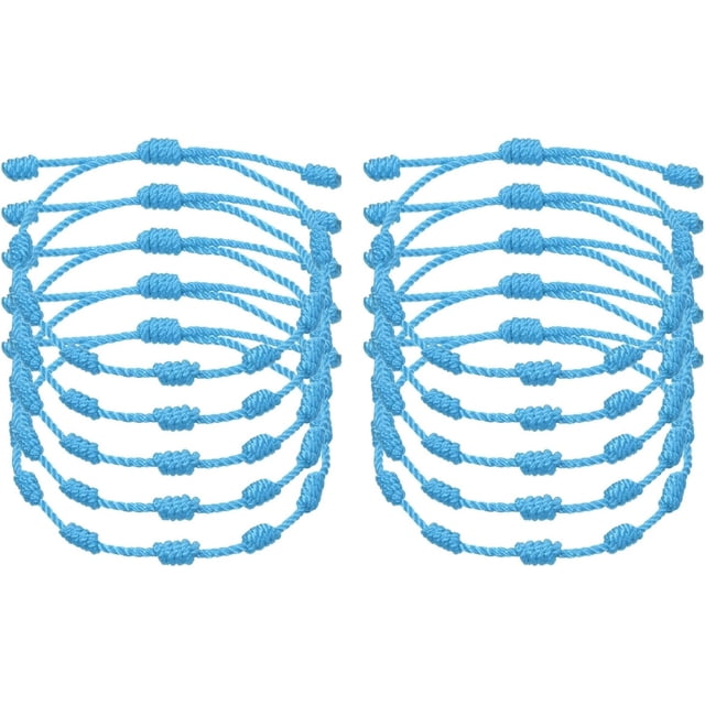 10 Pcs Adjustable Cord Bracelet String, 7 Knot Good Luck Handmade Braided String Protection for Women DIY Wrist Jewelry Making, 13-26cm Long