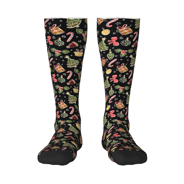 Fotbe Christmas Tree Decoration Calcetas Divertidas Estampadas para Hombre y Mujer, Calcetas de Algodón hasta la Rodilla para Caminar, Correr, Enfermería y Embarazo