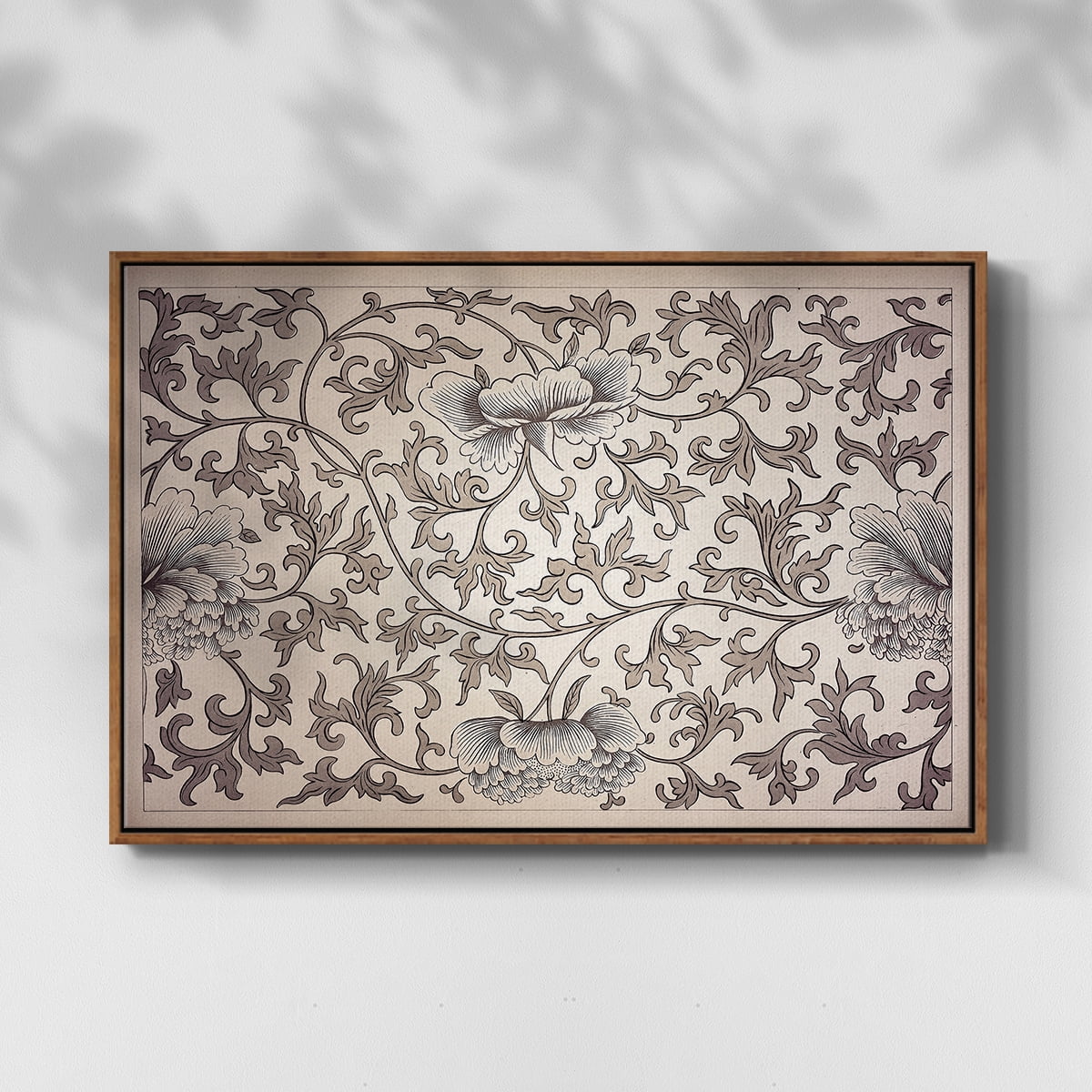 Vintage Abstract Print-XXIV Framed in Walnut Wood Gallery Wrapped Canvas 25 in. x 37 in.
