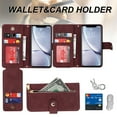 thumbnail image 2 of ELEHOLD Luxury Wallet Case for iPhone XR (6.1") Card Slots Zipper Purse Stand Function with Crossbody Strap Wrist Strap PU Leather Shockproof Case for iPhone XR,Winered, 2 of 7