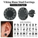 thumbnail image 4 of Pendientes de botón Silvora con runas vikingas de plata de ley negro, 4 of 8