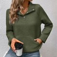 thumbnail image 4 of HLKJKLS Long Sleeve Shirts For Women Textured Long Sleeve Button V Neck Loose Pullover Sweatshirt Polyester Cotton Blend Green S-Xl, 4 of 7