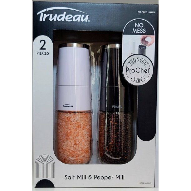Trudeau Khan Salt & Pepper Mill Set. Included 230 grams of pepper and