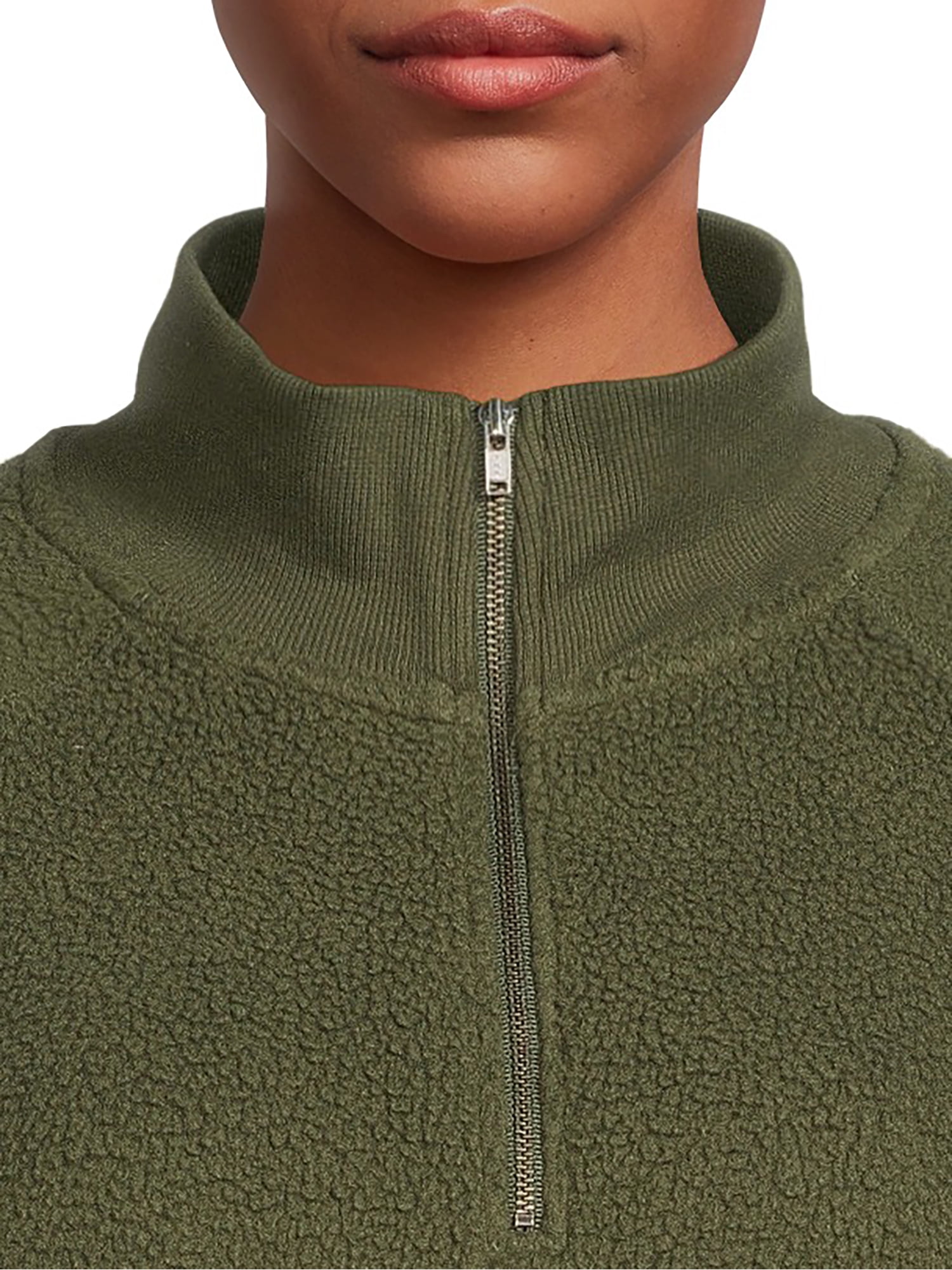 Time and Tru Women's Faux Sherpa Pullover Sweatshirt