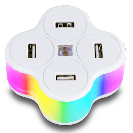 UPC: 0649532620708 | CyberPower Glow & Charge Multicolor  4 USB Charger  4.2a