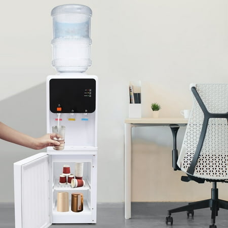 LOYALHEARTDY Electric Water Dispenser Hot & Cold Water Drinking Machine Home Office Freestanding Drinking Fountain Top Loading Water Cooler Dispenser Holds 4.16Gallon Bucket w/Child Safety Lock