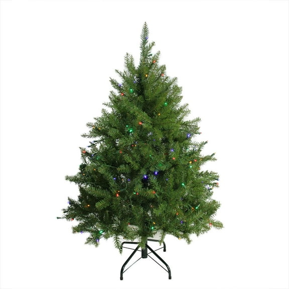 4' Pre-Lit Northern Pine Full Artificial Christmas Tree - Multi-Color LED Lights
