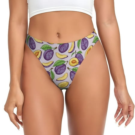 Qokaie Plum Printed Women s Cotton Thong Underwear  Sexy Breathable Panties G-string-3X-Large