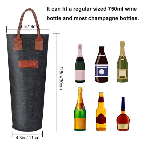 PATIKIL Sac cadeau pour 2 bouteilles de vin, sac de vin réutilisable en cuir pour bouteilles de vin, sacs cadeaux de champagne pour pique-nique, fête, mariage, noir-2, Noir, Fourre-tout
