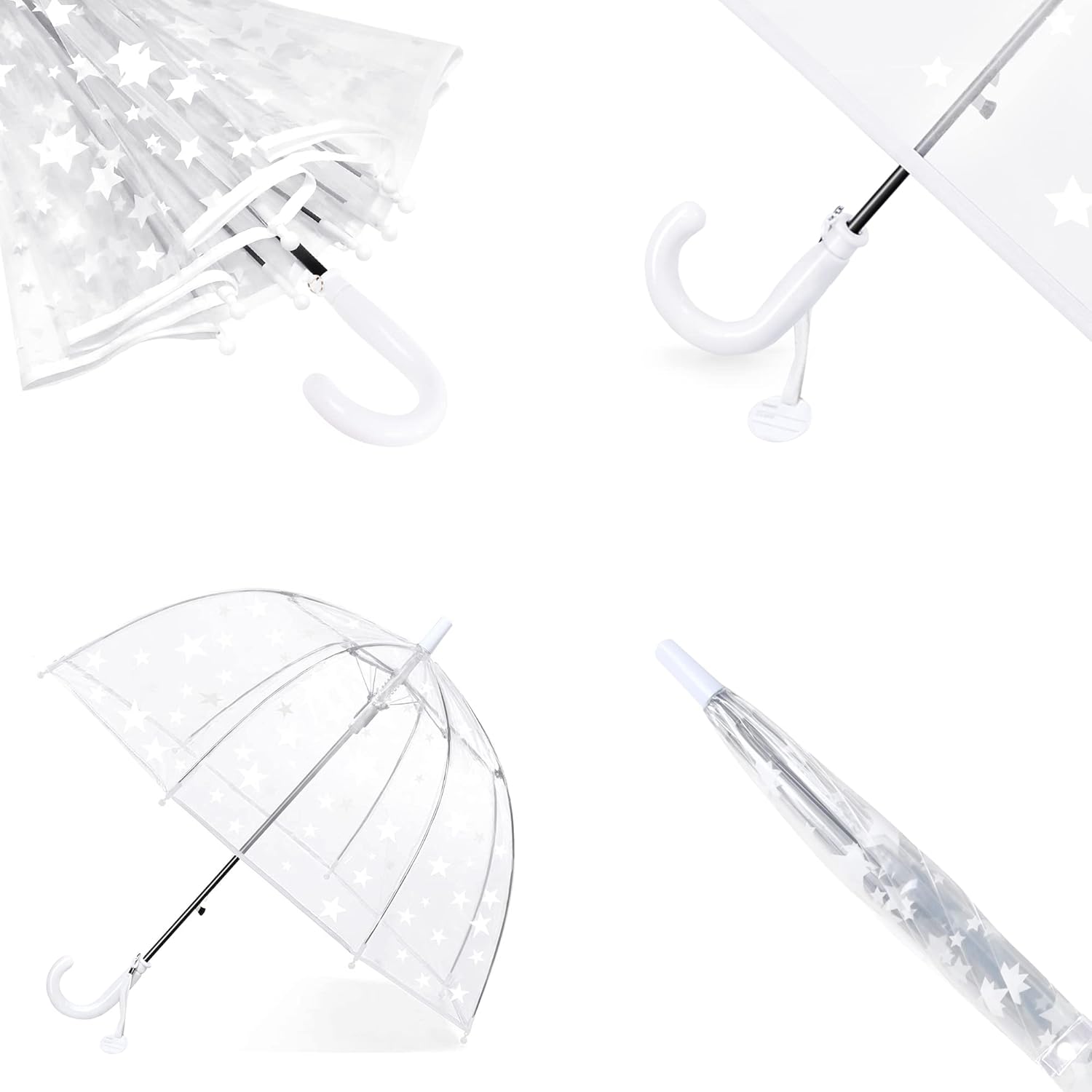 MGH Kids Clear Bubble Umbrella 2 Pack - Dome Windproof Rain Umbrellas for Boys and Girls