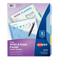 Avery Write & Erase Durable Plastic Dividers w/Pockets, 5-tab, Multicolor