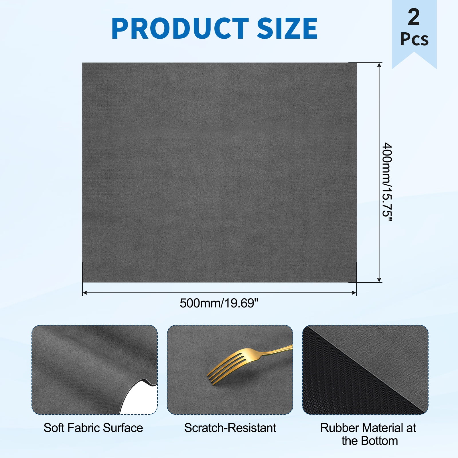 Washer and Dryer Top Protector Mat 20" x 16", 2Pack - Non-Slip, Quick Drying Rubber Washing Machine Top Cover Pad for Home Kitchen Laundry Room, Deep Gray