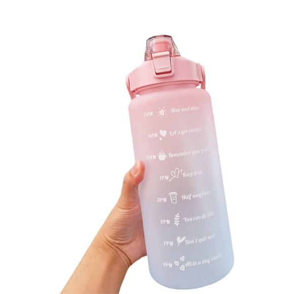 2L Water Bottle with Marker & Straw Large Capacity Water