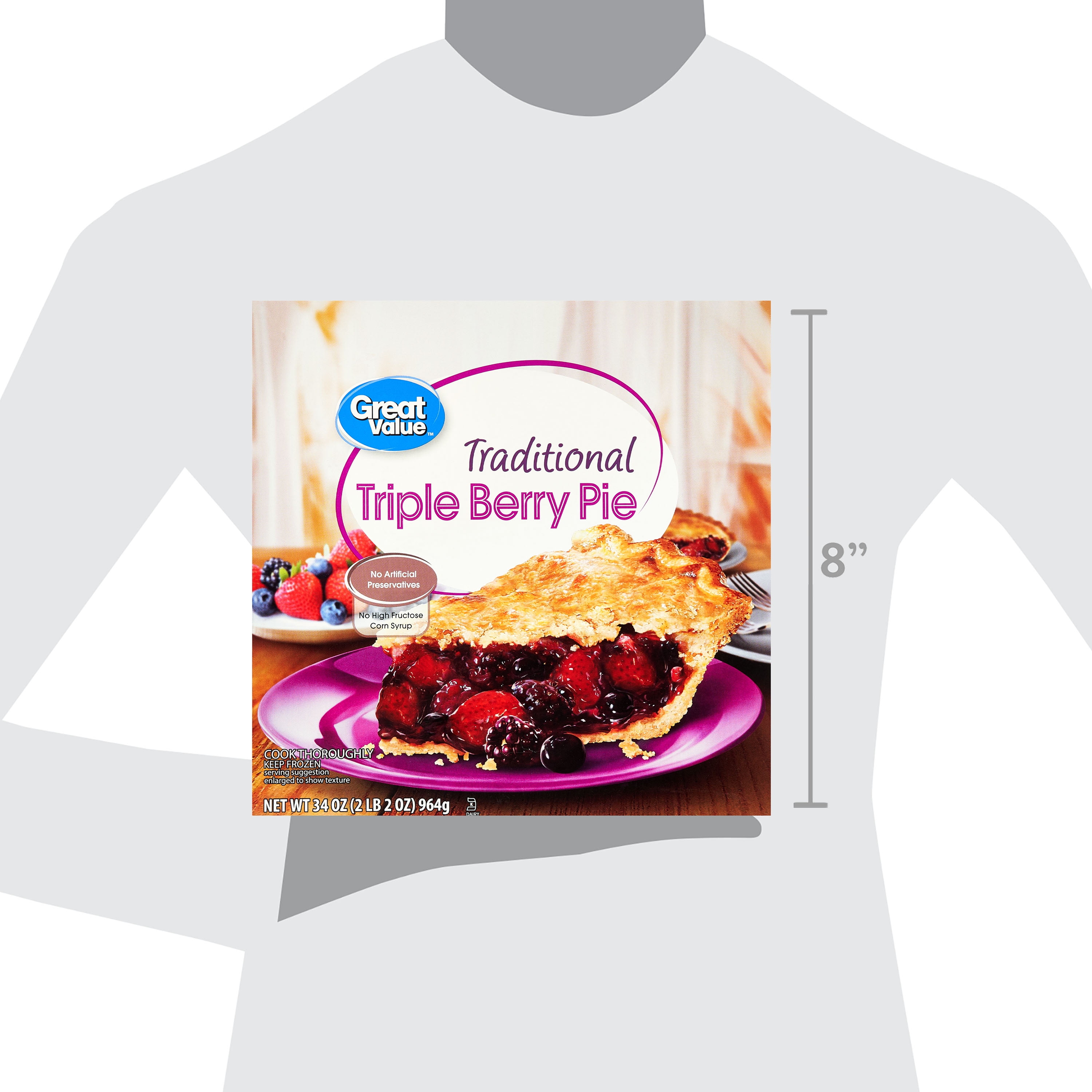 Great Value Traditional Triple Berry Pie, 34 oz (Frozen)