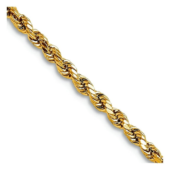 14k Gold 2.25mm Semi-solid Sparkle-Cut Rope Chain Necklace 22 Inch Chain Necklace for Women and Men