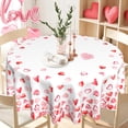 thumbnail image 5 of Happy Valentine''s Day Tablecloth Round 60 Inch, Love Heart Table Cloth Washable Table Cover for Anniversary Wedding Party Picnic Kitchen Dinner Decor, 5 of 5