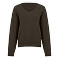 thumbnail image 6 of Tweang V Neck Sweaters for Women Long Sleeve Ribbed Tops for Women Knit Sweater for Women Christmas Sweatshirts for Women Plain Hoodie Tunic Hoodies for Women Fleece Pullover Women Bronze Xl, 6 of 9