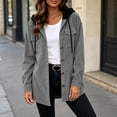 thumbnail image 5 of Iyufng Womens Hooded Corduroy Jackets Button Down Long Sleeve Casual Coat with Chest Pockets and Drawstring Hood, 5 of 9
