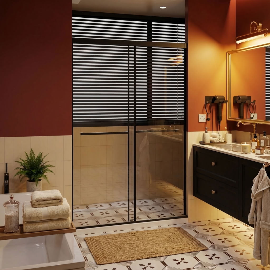 MAYEERTY Frameless Dual Sliding Shower Door, Aluminum Frame, Soft-Close Buffer Track, Easy Installation & Leak-Proof Design