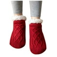 thumbnail image 2 of FAZVAOO Socks for Women Fuzzy Christmas Non Slip Thick Warm Home Sleep Floor Socks Red, 2 of 8