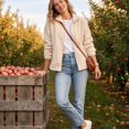thumbnail image 6 of Sorvello Women's Lightweight Fleece Lined Jacket, Long Sleeve Casual Fall Outerwear With Pockets White L, 6 of 7