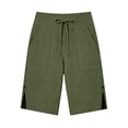 thumbnail image 4 of Womens Bermuda Shorts Drawstring Waist Athletic Loose Casual Running Comfy Summer Shorts with Pockets by Yigetop Green L, 4 of 6