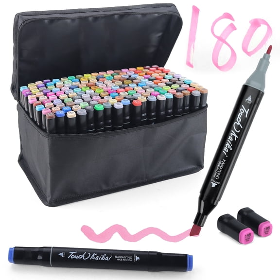 Beaquicy Alcohol Markers, 180 Colors Dual Brush Tip  Art Markers with Kickstand Case for Coloring Painting Drawing